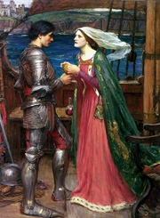 John
          Waterhouse, Tristram and Isolde Sharing the Potion (1916)