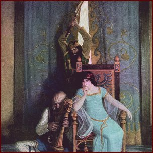 N.C. Wyeth, King Mark
          Slew the Noble Knight Sir Tristram (1917; illustration from
          Sidney Lanier's The Boy's King Arthur)