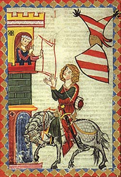 Woman Receiving
      Letter (from the Manessiche Liederhandschrift, Heidelburg,
      Germany)